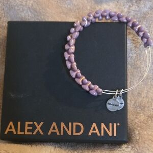 Alex and Ani Lavender Heart Beaded Bracelet